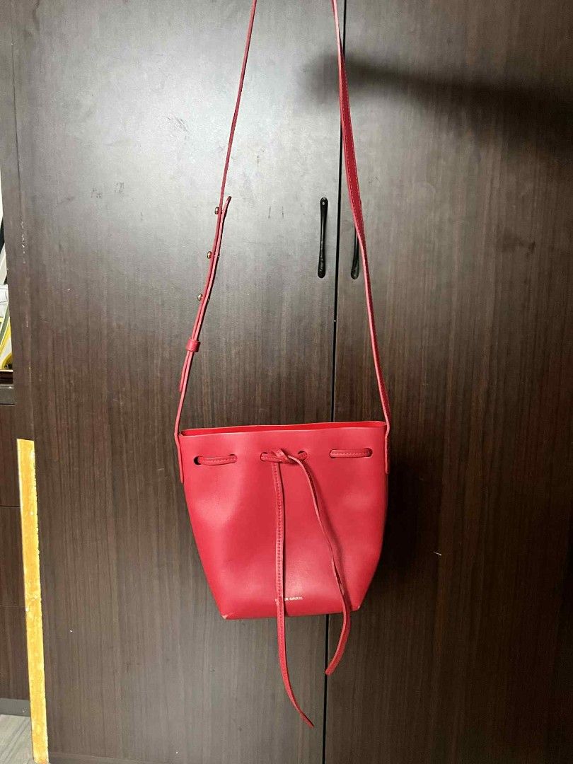 Mansur Gavriel Mini Leather Bucket Bag (Category: Luxury Bags & Wallets) located in Manila. Submitted by shoptrinketscloset (Listing ID 1372332370, Image 2). Description: Preloved Authentic Mansur Gavriel Mini Leather Bucket Bag Made in Italy In good used condition With signs of usage With rubs on the edges of the bag and string Decluterring Loc Manila Bpi gcash.