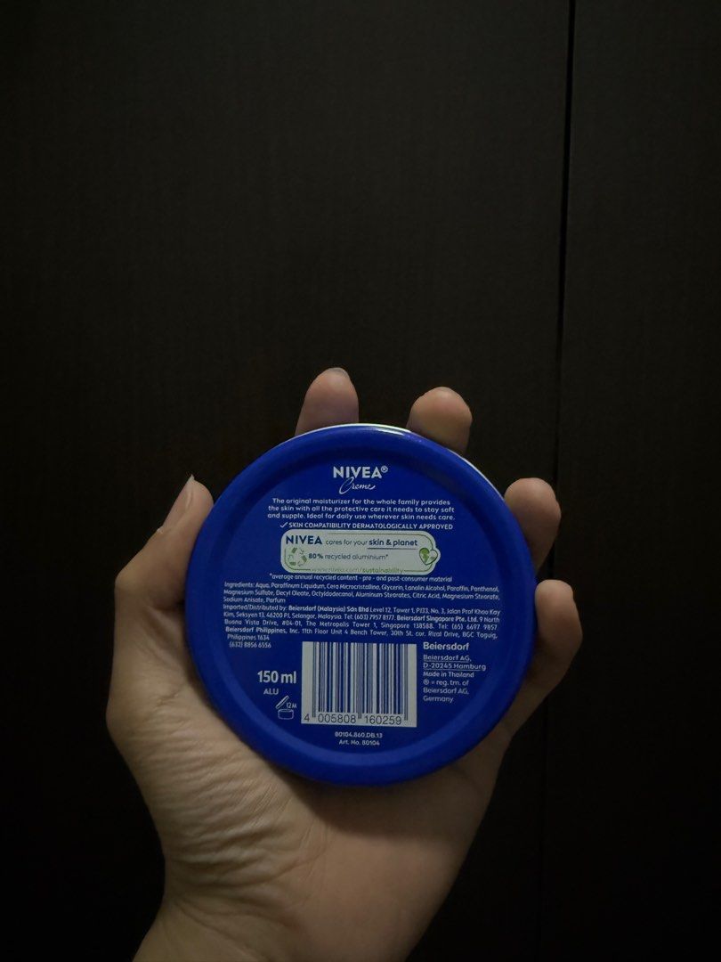 Nivea Creme 150ml (Category: Face Care) located in Manila. Submitted by itsmebrian1003 (Listing ID 1372439629, Image 2). Description: Nivea Creme 150 ml - Brand New Purchased from orange app. RFS- I doubled my order .