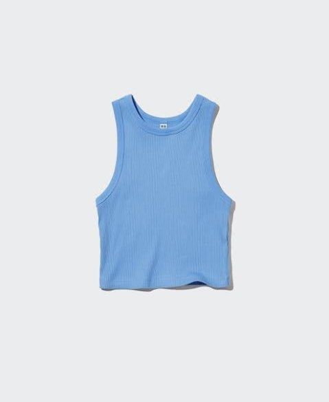 Ribbed Racer Back Cropped Tank Top (Category: Sleeveless) located in Manila. Submitted by mitochondriaa (Listing ID 1372470391, Image 1). Description: 100 EACH LAST PRICE AVAILABLE IN BLUE AND GREEN (sold separately).