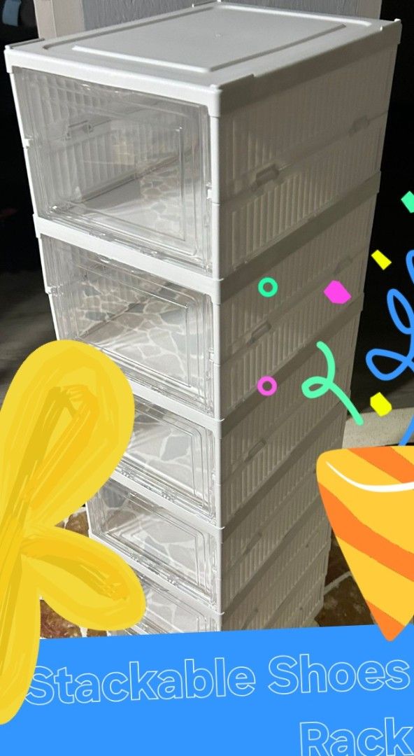Stackable Shoes Rack (Category: Shelves, Cabinets & Racks) located in Singapore. Submitted by rambosoon (Listing ID 1372423377, Image 3). Description: New stackable shoe rack for sale, bought too many and have a balance of 3 sets for sale at $20 each.