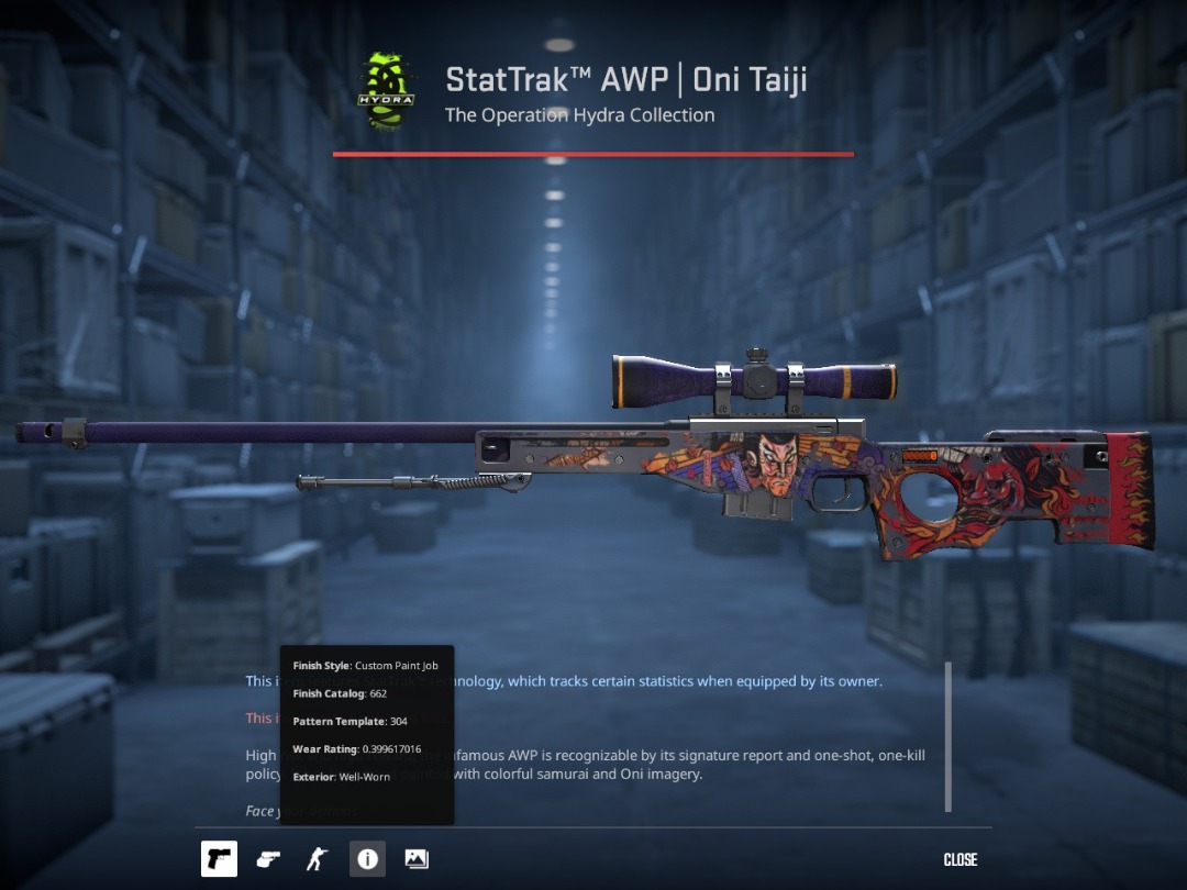 *StatTrak* AWP Oni Taiji WW CS2 CSGO, Video Gaming, Gaming Accessories ...