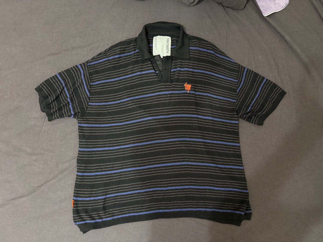 トップス TIGHT BOOTH BOARDER KNIT POLO SHIRT TIGHTBOOTH BOARDER KNIT POLO SHIRT / BLACK