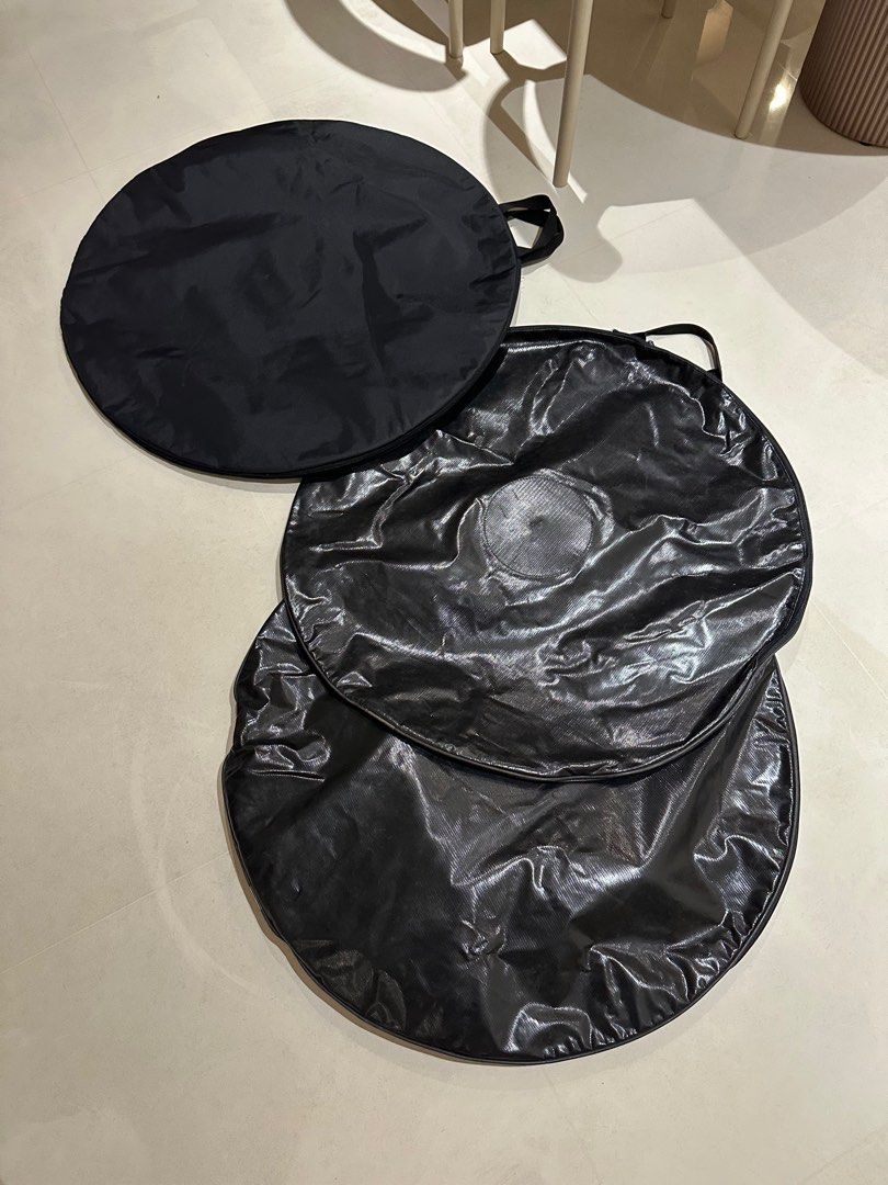 Wheel bag. Solid quality (Category: Bicycles) located in Singapore. Submitted by jacksparrowdodo (Listing ID 1372460187, Image 1). Description: Wheel bags. Material is similar to Freitag type (lorry cover kind). Super durable. Lightly used. Comes in a pair. $50 Also have another single padded one as shown in pic. Never been used.$20 Self collect. No MRT. .