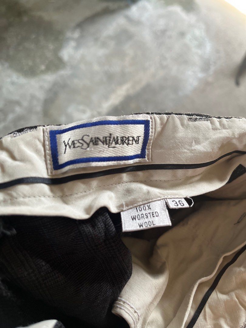 YSL Wide Legged Trouser/Slacks Formal Pants (Category: Trousers) located in Caloocan City. Submitted by ramenonly (Listing ID 1372329486, Image 2). Description: Original Yves Saint Laurent Wide Legged Slack Pants. ❗️With flaws ❗️but not visible. Price is still negotiable 33-36 Fitting (I’m size 33 and it fits well) Leg Opening 10”.