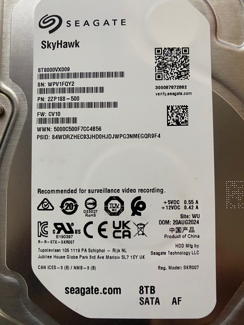 8TB HDD SEAGATE SKYHAWK, Computers & Tech, Parts & Accessories, Hard ...