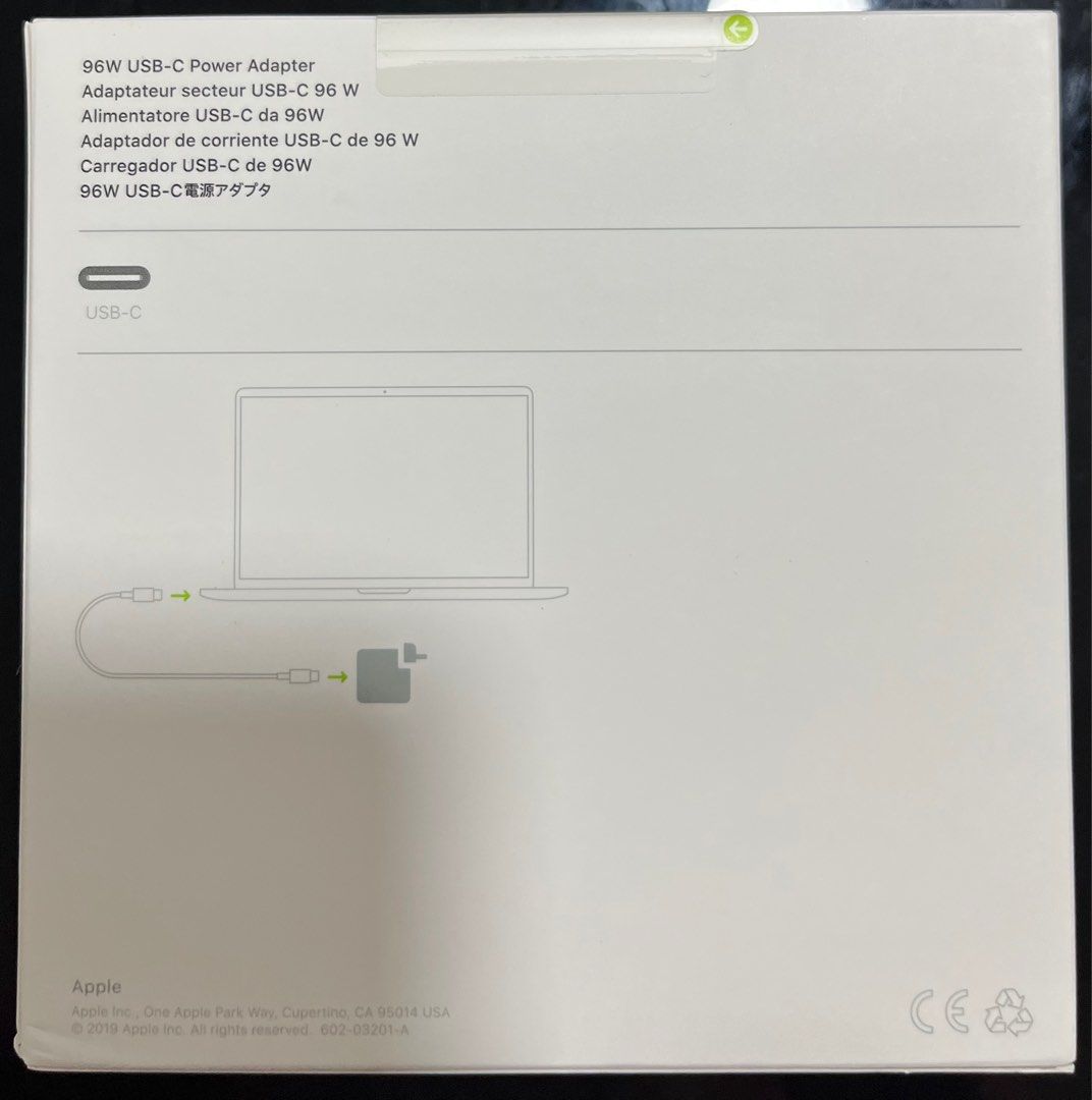 Apple 96W USB-C Power Adapter (Category: Cables & Adaptors) located in Singapore. Submitted by ashu.sg (Listing ID 1374086309, Image 2). Description: Sealed pack, never opened and original apple packing..