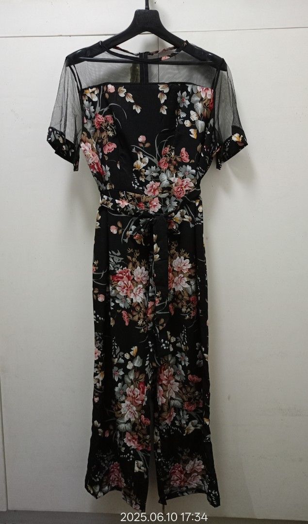 Black Floral Jumpsuit Plus+ (Category: Jumpsuits) located in Pasig City. Submitted by journashop (Listing ID 1374056944, Image 1). Description: Brand New With Tag Still Attached Soft Material With Belt Semi Spandex Fits 2XL Meas " INCHES " Neck 10 " Shoulder 18 " Bust 20 " Waist 18 " Hips 20 " Length 52 1/2 " MOP : GCASH or PayMaya.