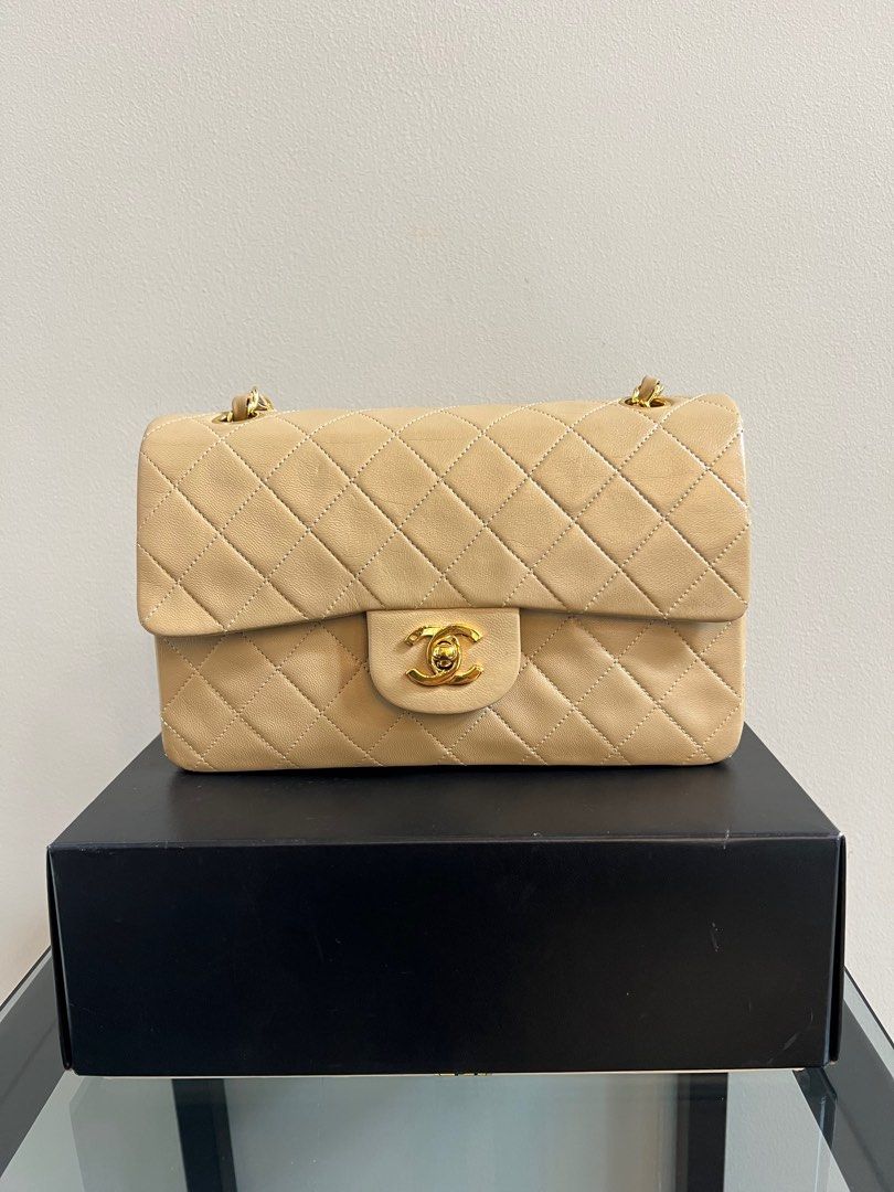 Chanel Double Flap in 24k GHW (Category: Luxury Bags & Wallets) located in Quezon City. Submitted by hollaashopp (Listing ID 1374083760, Image 1). Description: Excellent vintage condition Complete inclusions with entrupy Small size 23cm Lambskin leather.