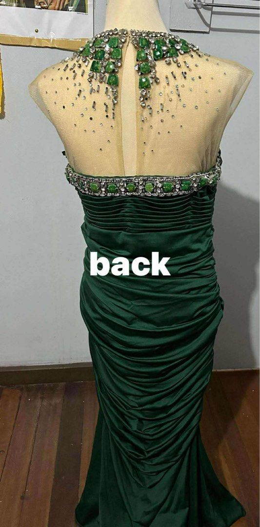 Emerald Beaded Gown (Category: Evening dresses & gowns) located in Quezon City. Submitted by forthriftersph (Listing ID 1374024633, Image 3). Description: Emerald Green Long Gown with Pleated Body UK 14 Made in Abudhabi UAE .