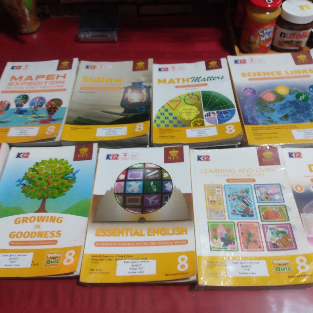 Grade 8 books (Category: Textbooks) located in Antipolo. Submitted by angelantipz (Listing ID 1374114838, Image 1). Description: I'm selling my son's grade 8 books *mapeh- *sidlaw- *siglo *D-Whiz- *Learning and living *Math *English *Values 250 each book take all for 2000 slightly negotiable.
