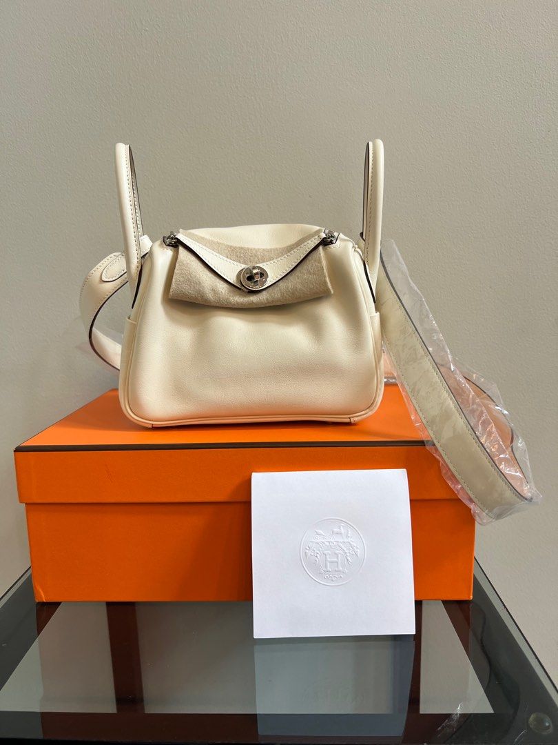 Hermes Mini Lindy Craie (Category: Luxury Bags & Wallets) located in Quezon City. Submitted by hollaashopp (Listing ID 1374078242, Image 2). Description: Brand new Complete inclusions Swift leather Craie in palladium hardware .