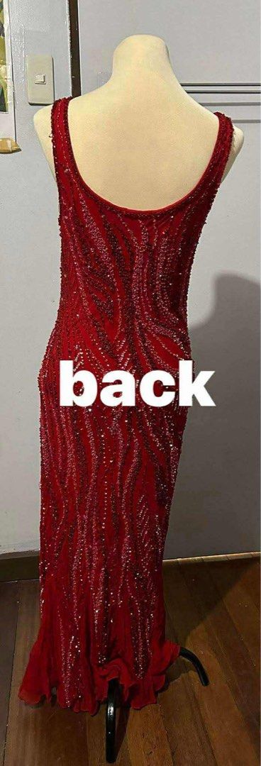 Imported Red Beaded Evening Gown (Category: Evening dresses & gowns) located in Quezon City. Submitted by forthriftersph (Listing ID 1374023159, Image 2). Description: Hollywood Red Beaded Gown UK Size 10 Stretchable Imported From Abudhabi.