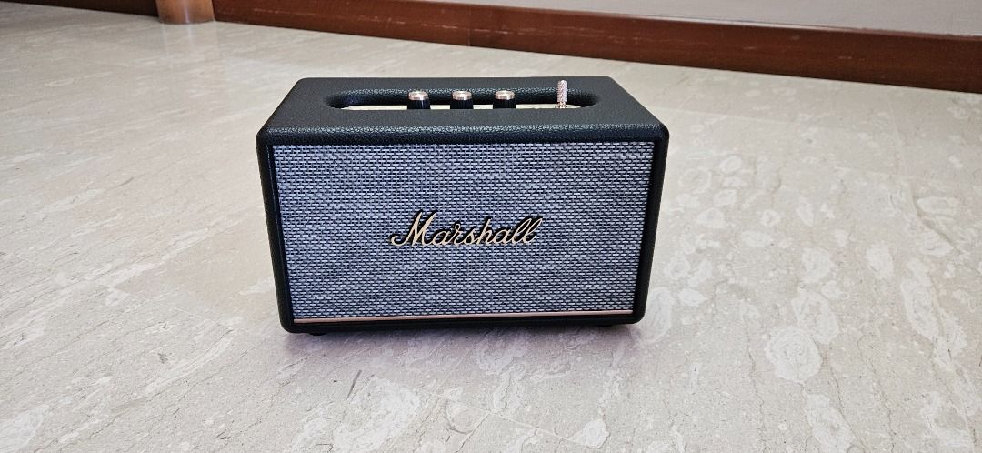 MARSHALL ACTION III BLUETOOTH SPEAKER !!! (Category: Soundbars, Speakers & Amplifiers) located in Singapore. Submitted by simonoon (Listing ID 1374007202, Image 1). Description: Marshall Acton III is the most discreet Bluetooth speaker in the home line-up and has an even wider soundstage than its predecessor, offering re-engineered sound for an immersive home audio experience. It delivers all the room-filling Marshall signature sound you’d expect