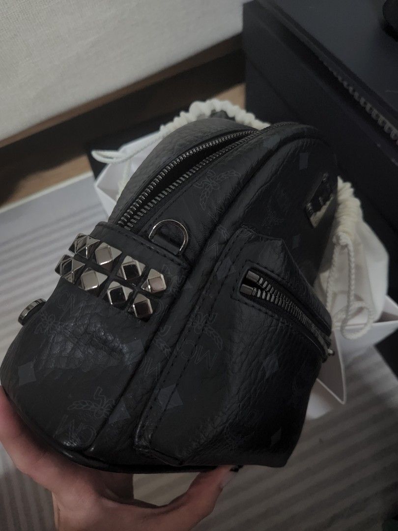 Mcm Stark Bebe Boo Side Studs Backpack in Visetos (Category: Cross-body Bags) located in Singapore. Submitted by yuuhashi (Listing ID 1374021699, Image 3). Description: .