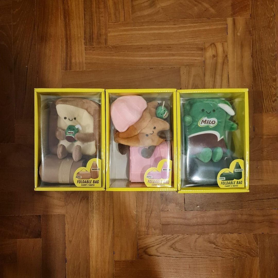 milo breaktime plush set - gem biscuit/bun/milo packet (Category: Toys & Games) located in Singapore. Submitted by slurrs (Listing ID 1374037652, Image 1). Description: milo breaktime duffel plush gem biscuit - $30 milo packet - $20 bun - $25 only via ninja van (+4) or self collect @ gek poh.