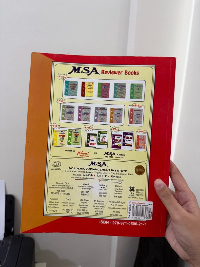 MSA College Admission Tests Reviewer (Category: Textbooks) located in Santa Rosa. Submitted by dnlldns (Listing ID 1373962858, Image 2). Description: .