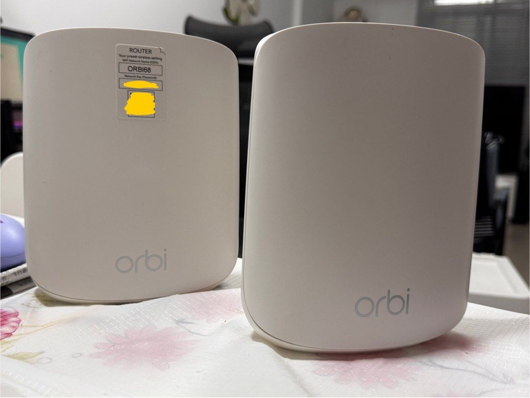 Nether Orbi RBR350 Mesh w/ RBS350 Satellite (Category: Networking) located in Singapore. Submitted by lunatik (Listing ID 1374109245, Image 1). Description: Orbi by netgear mesh router, wifi 6, AX1800. Has an app to manage the networks as well..