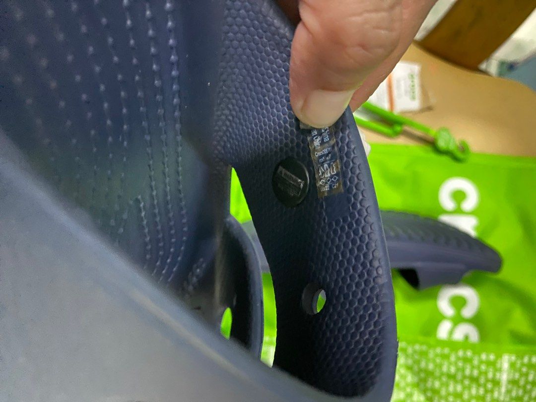 Original crocs two strap slide (Category: Slippers and slides) located in Binan City. Submitted by casseyshoppe (Listing ID 1374091582, Image 3). Description: Nego for sure buyer No inclusion Color navy blue M5 W7 Payment first thru gcash Sf c/o buyer.