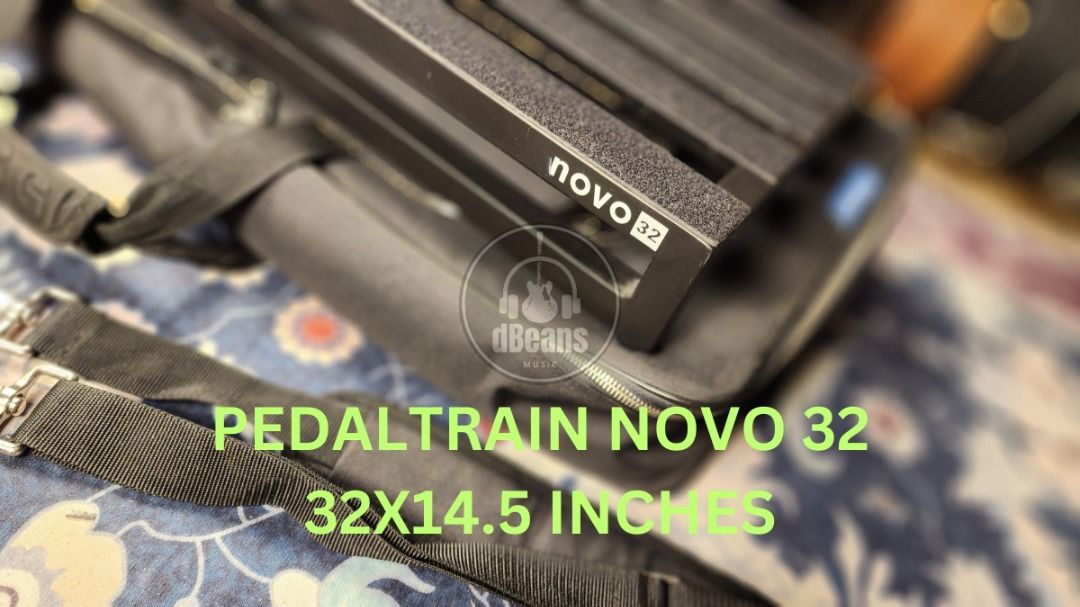 PEDALTRAIN NOVO 32 PEDALBOARD (Category: Musical Instruments) located in Las Pinas. Submitted by dbeansmusic (Listing ID 1374116719, Image 2). Description: ✔️ FOR SALE ONLY: PEDALTRAIN NOVO 32 PEDALBOARD ✔️DETAILS: - Pedalboard complete with pedaltrain bag & strap - Pre-installed Velcro - New. Only tested for pedal demo. - DIMENSIONS: 32" x 14.5" pedalboard that lets you easily take your favorite pedals on the road - 5-rail pedalboard setup provi