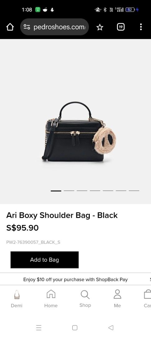 Pedro Ari Boxy Shoulder Bag - Black (Category: Bags & Wallets) located in Singapore. Submitted by jaytae (Listing ID 1373997183, Image 1). Description: Got this as a gift but I already have a similar bag, hence letting it go..