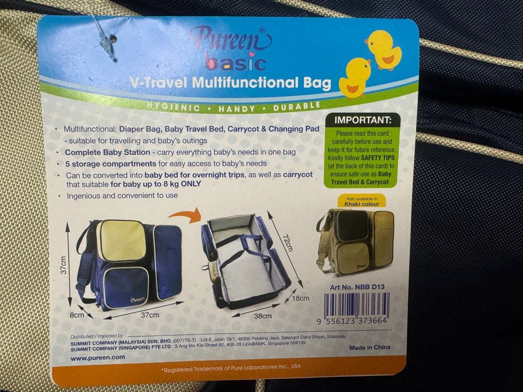 Pureen Multifunctional bag (Category: Diaper Bags & Wetbags) located in Singapore. Submitted by dreamer. (Listing ID 1374023438, Image 2). Description: Brand new multifunctional bag .