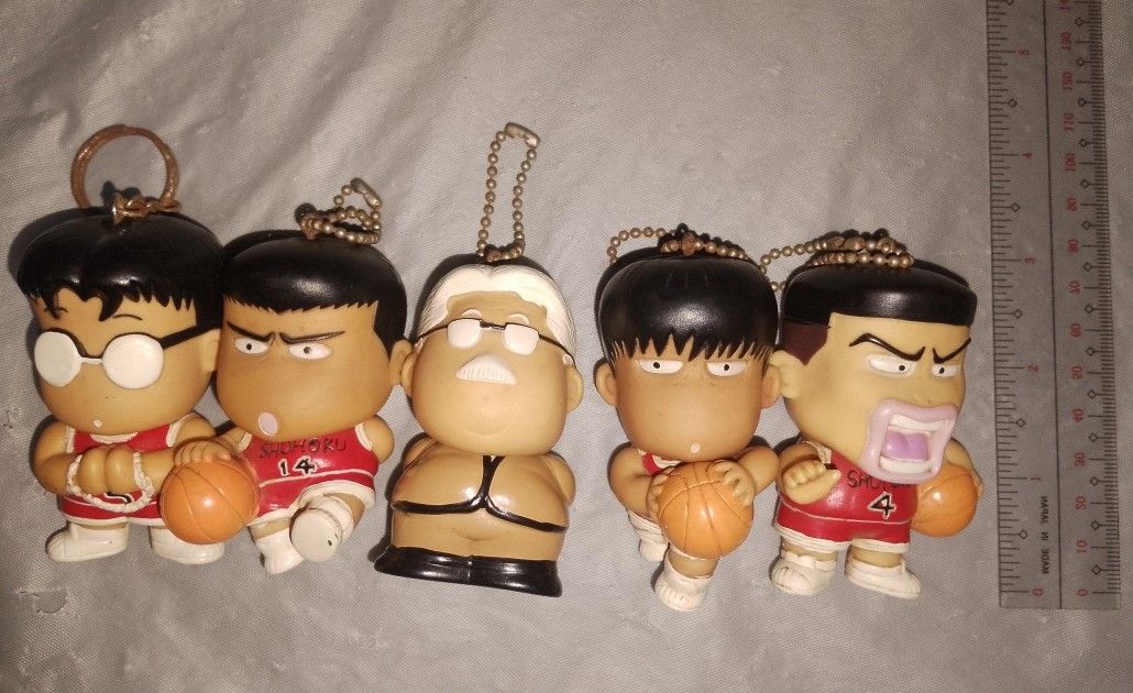 Slam Dunk Chibi Keychain/Ballchain Figures 5 Pieces Set Rukawa Mitsui ...