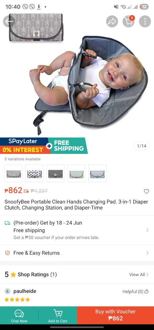 SnoofyBee portable changing mat (Category: Changing Mats & Accessories) located in Quezon City. Submitted by redjayc (Listing ID 1374063269, Image 3). Description: brandnew, opened only to check.