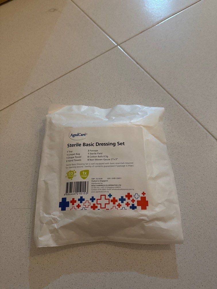Sterile Basic Dressing Set (Category: Medical Supplies & Tools) located in Singapore. Submitted by jortsrabbit (Listing ID 1374084584, Image 1). Description: Have about 100 pcs. 1 for $2 All for $50.