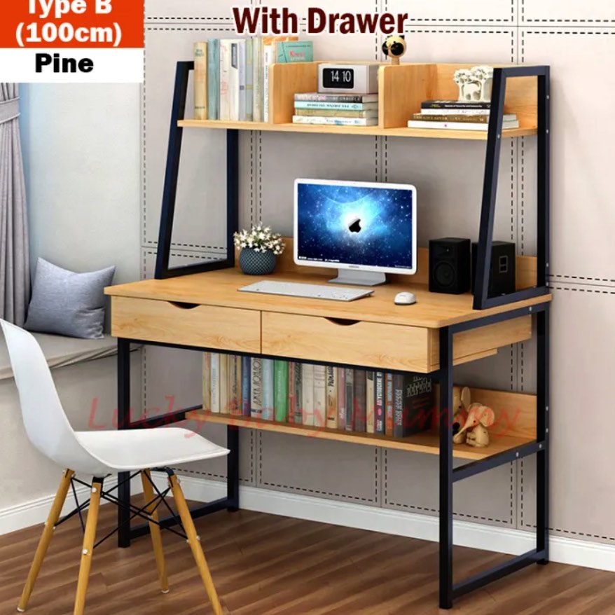 Computer Table Rack Or Shelf Study Table Shelf | Computer Table With Drawer | Work Desk Storage ...