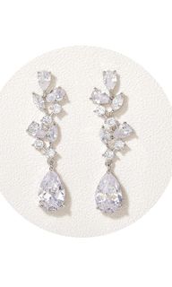 SWEEETV 新娘婚禮耳環 銀色64218661319171110