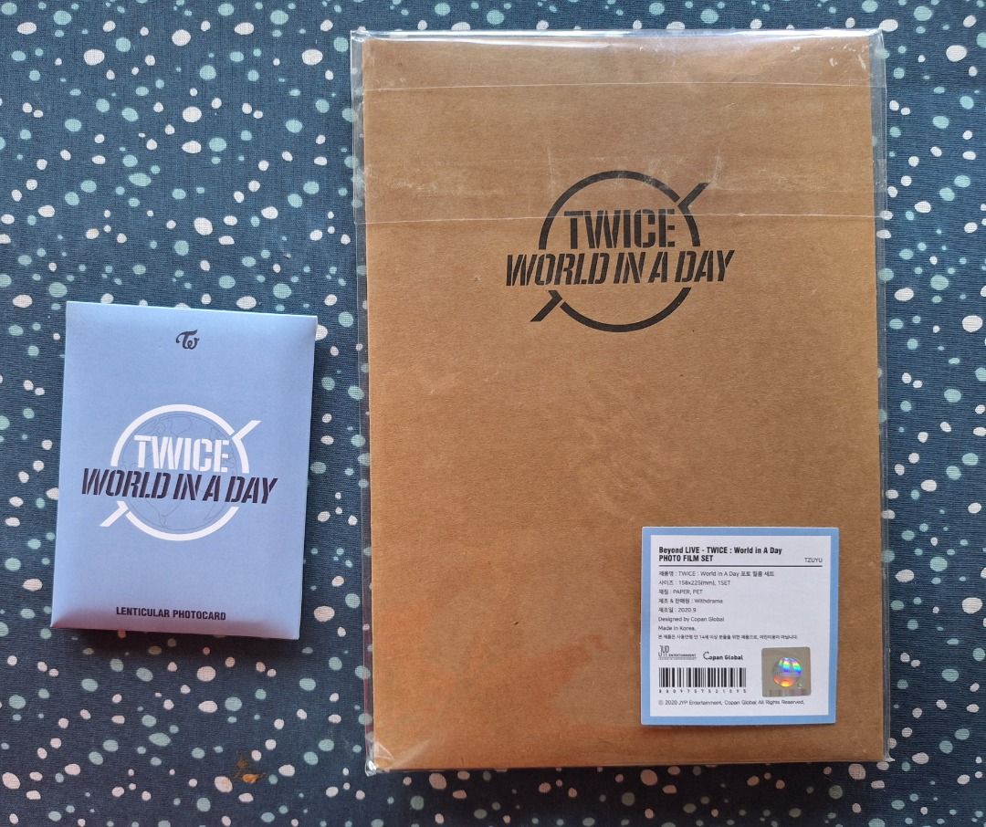 Twice World in a Day Photo Set (Category: K-Wave Merchandise) located in Manila. Submitted by dlssbc (Listing ID 1374079564, Image 2). Description: WTS/LFB and INCH TWICE World in a Day Photo set Good for World in a Day Online Concert held last August 2020 Selling the whole lot for P1500. Items in this set: 1. 9 Lenticular photocards 2. Beyond Live photo sets of Tzuyu and stickers 3. Beyond Live Special Air Ticket Set (ticket and 2 photocards of 