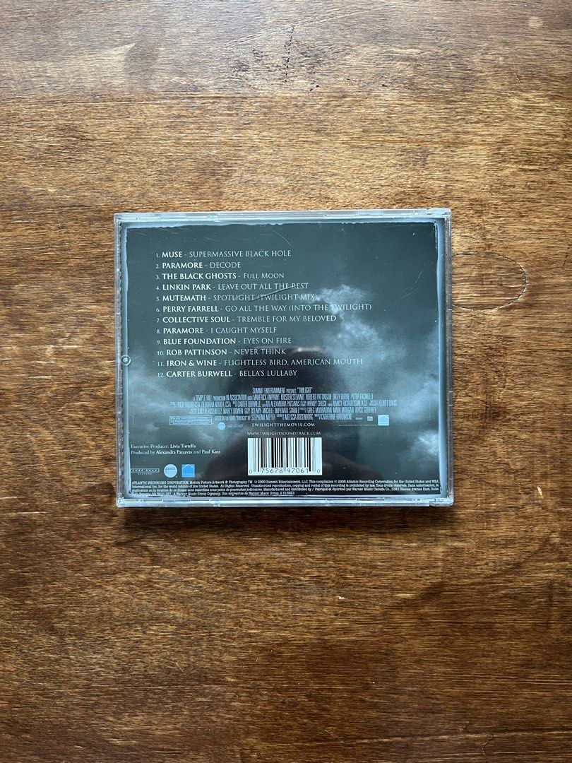 Twilight Original Soundtrack CD (Category: CD's, DVD's & Other Media) located in Toronto. Submitted by gayasiva (Listing ID 1374124932, Image 3). Description: 🌙 FOR SALE: Twilight Original Soundtrack CD 🖤 Calling all Twilight fans! Selling my gently used Twilight (2008) Original Motion Picture Soundtrack CD – featuring iconic tracks by Paramore, Muse, Iron & Wine, and more. 🎶 ✨ Excellent condition – plays perfectly 📀 Original case and artwork