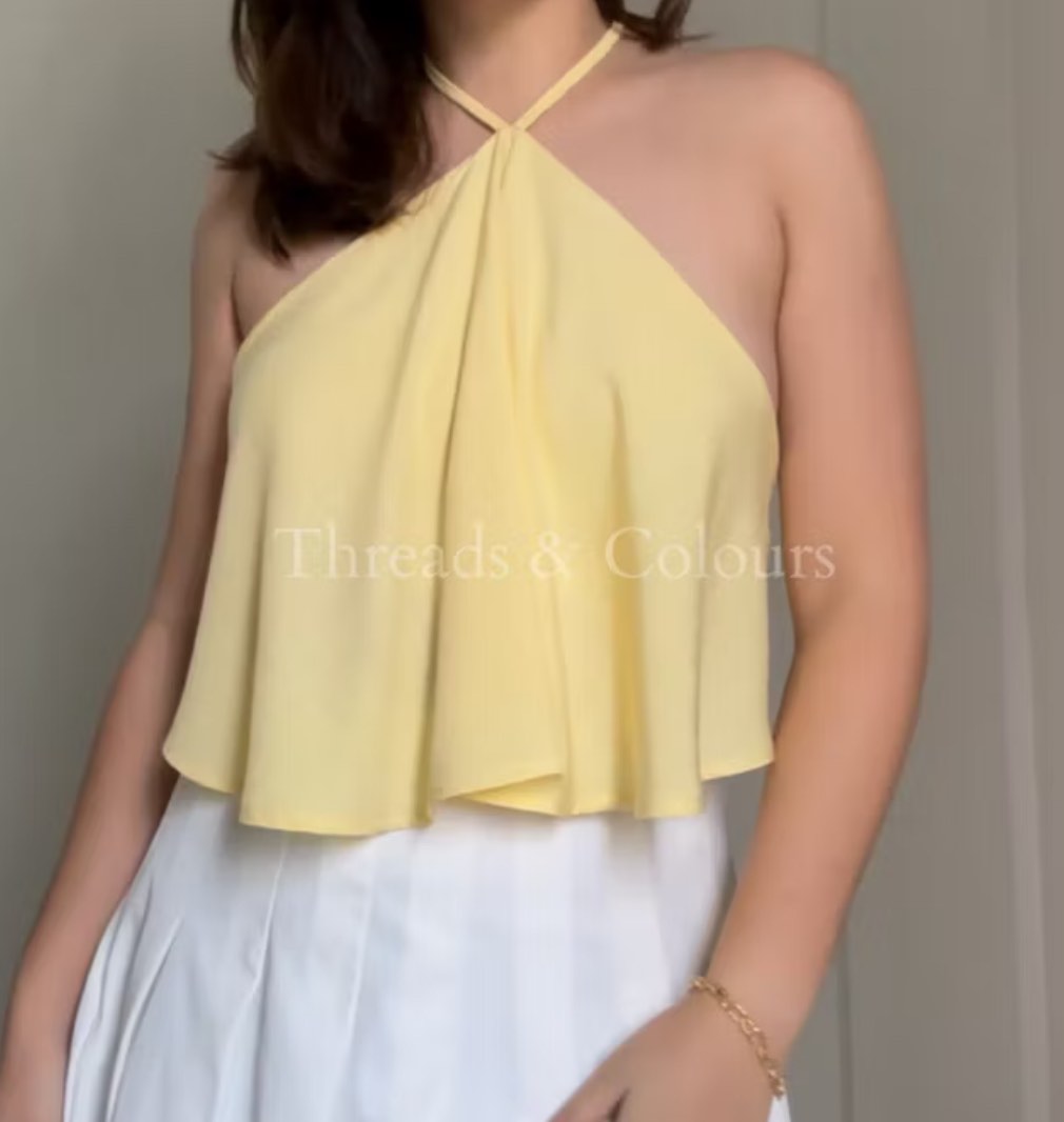 Yellow Linen Backless Halter Top | Threads & Colours | Brand New ...