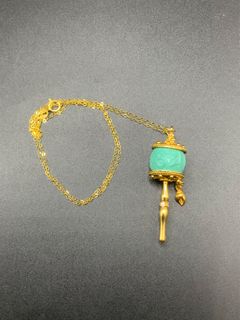 100%天然綠松六字真言設計款925頸鏈 - 高品質64233811344258110