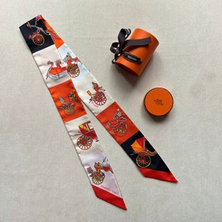 絕版🍊 Hermes 愛馬仕 Twilly 小絲巾🧣Voitures Exquises 馬車接龍64200166663171110