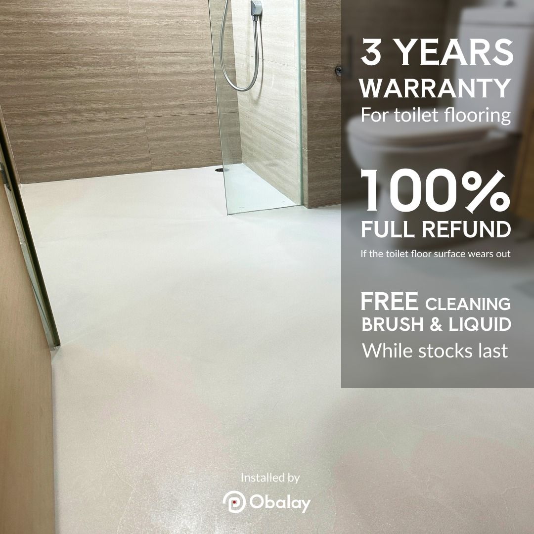 ✨ LIFETIME GUARANTEE: 100% Full Refund✨ Anti Slip Toilet Floor Overlays built to NEVER Wear Out! | Anti-Slip Epoxy Lastic Toilet Floor | Safe for Elderly, Pregnant, Pets | HDB BTO Condo Reno Deal628630761306911115