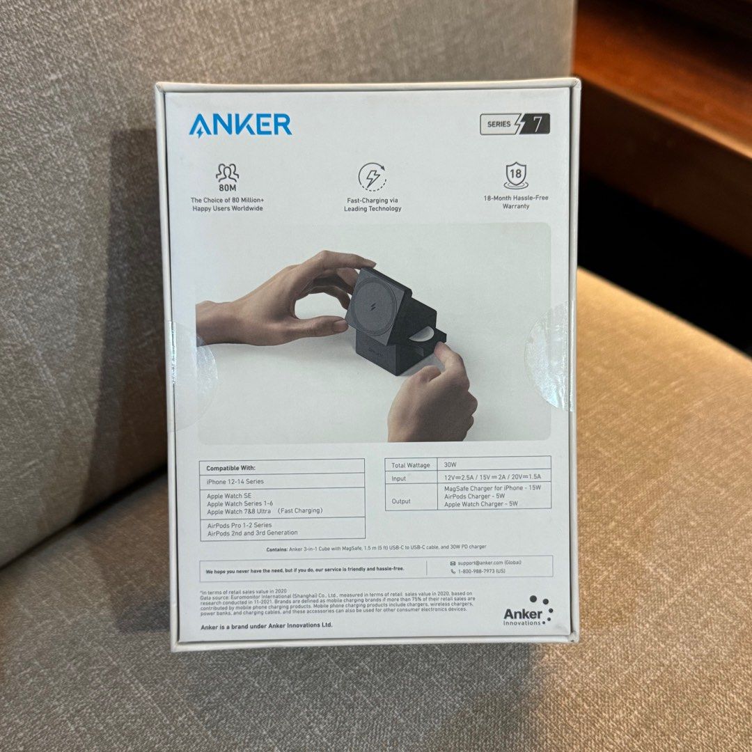 Anker 3 in 1 Cube with MagSafe (Category: Chargers & Cables) located in Angeles City. Submitted by miggyhipolito (Listing ID 1374292982, Image 2). Description: Anker 3 in 1 Cube with MagSafe Brand new sealed Angeles Pampanga .