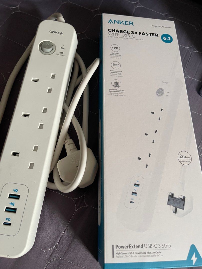 Anker extension lead plug, TV & Home Appliances, Electrical, Adaptors ...