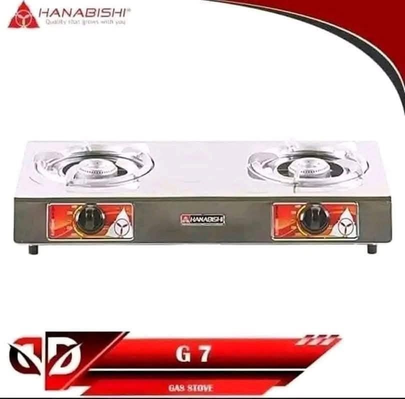 Bd Hanabishi double burner (Category: Hobs & Hoods) located in Manila. Submitted by dolorchris69891 (Listing ID 1374169489, Image 1). Description: Hanabishi Double burner G-7 Double burner gas stove Single jet system Stainless top Automatic ignition switch and safety interlocks 710mm sized gas stove Separate trivet and drip pan.