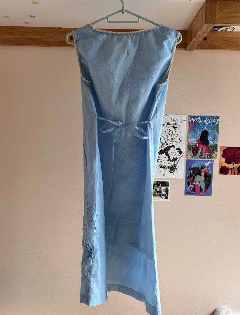 Blue Embroidered Tie-Back Dress (Category: Dresses) located in Pasig City. Submitted by feryclo (Listing ID 1374190240, Image 2). Description: Can fit S-L.