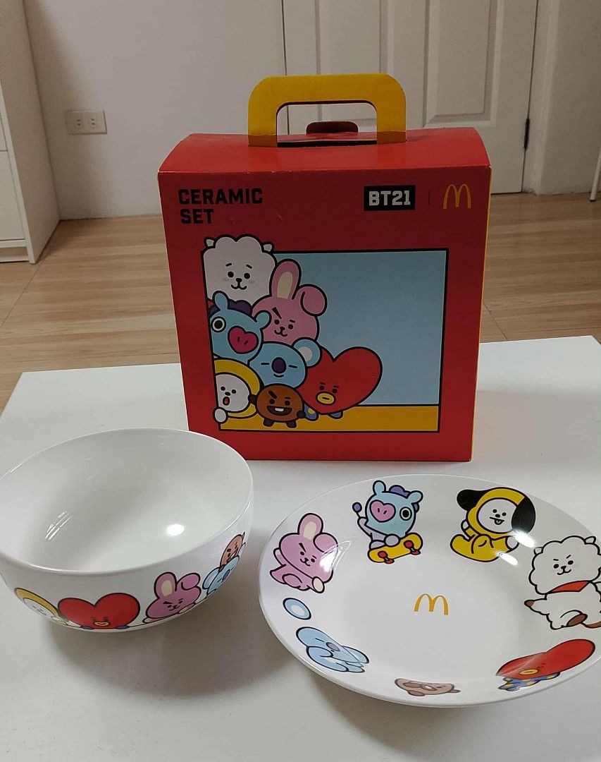 BT21 Ceramic Set (McDonalds Singapore) (Category: Character Goods) located in Valenzuela. Submitted by yoshi5 (Listing ID 1374183036, Image 1). Description: -2-pc set (without the coffee mug) -bought from McDonalds Singapore -Singapore exclusive -limited edition (2023) -with box.