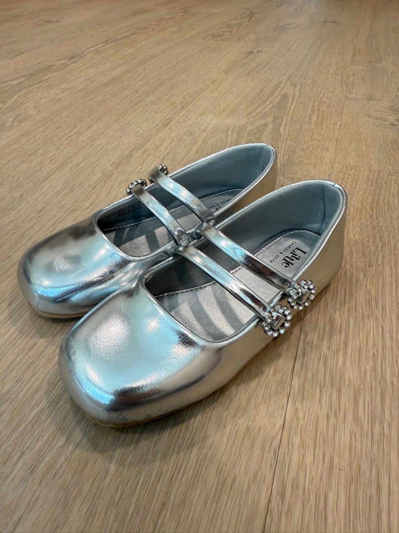 Charles & Keith little silver ballet flats - 27 (Category: Babies & Kids Fashion) located in Singapore. Submitted by priveememories (Listing ID 1374167329, Image 1). Description: Very new. Kiddo outgrown super fast. .