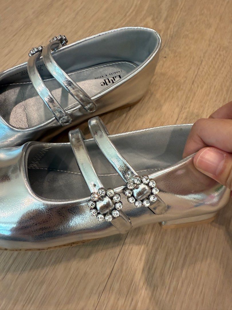 Charles & Keith little silver ballet flats - 27 (Category: Babies & Kids Fashion) located in Singapore. Submitted by priveememories (Listing ID 1374167329, Image 2). Description: Very new. Kiddo outgrown super fast. .