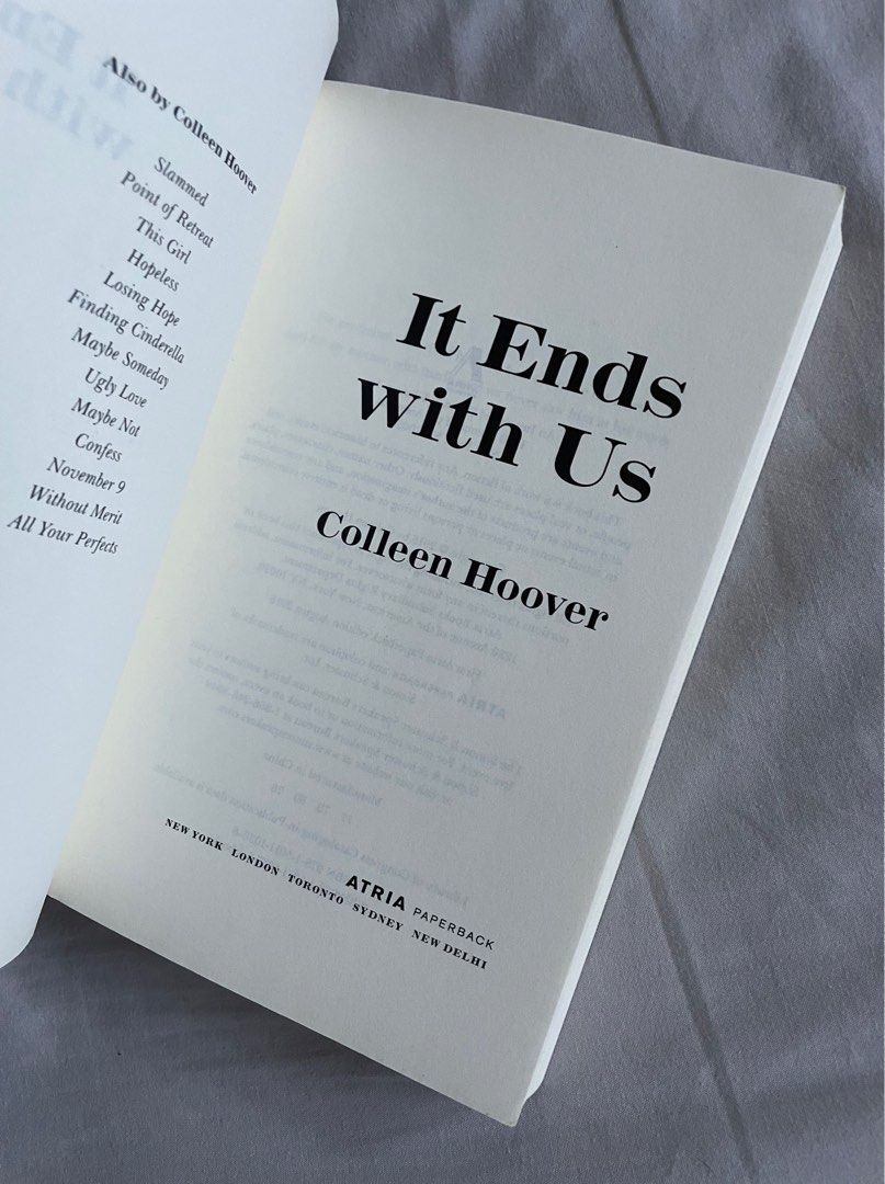 It Ends With Us #1 by Colleen Hoover (Paperback) (Category: Storybooks) located in Consolacion. Submitted by eiverlit (Listing ID 1374318103, Image 3). Description: It Ends With Us #1 by Colleen Hoover (Paperback) details: - no hidden issues - perfectly in good condition - no tanning or ripped pages - rfs: decluttering ‼️‼️‼️Buy the second book and you'll get a deal for only ₱500 for the two books! That's 200 pesos off!‼️‼️‼️.