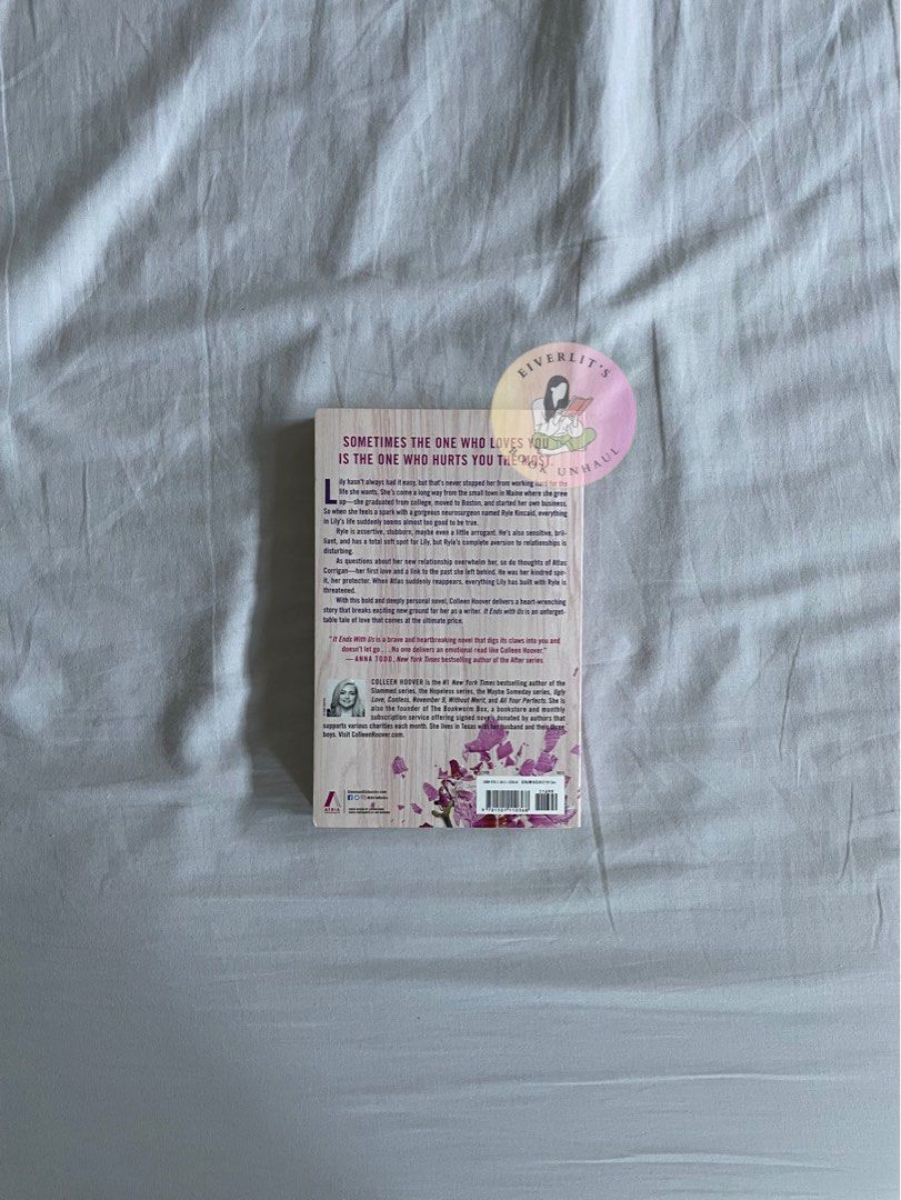 It Ends With Us #1 by Colleen Hoover (Paperback) (Category: Storybooks) located in Consolacion. Submitted by eiverlit (Listing ID 1374318103, Image 2). Description: It Ends With Us #1 by Colleen Hoover (Paperback) details: - no hidden issues - perfectly in good condition - no tanning or ripped pages - rfs: decluttering ‼️‼️‼️Buy the second book and you'll get a deal for only ₱500 for the two books! That's 200 pesos off!‼️‼️‼️.