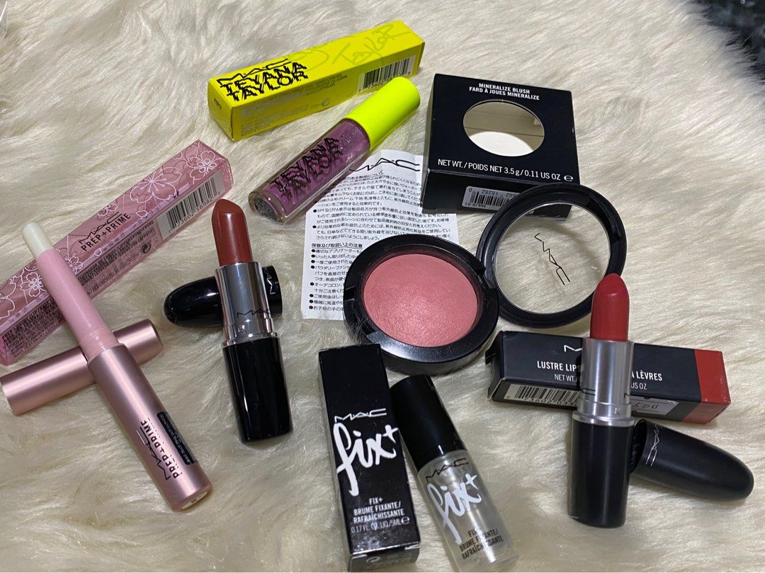 MAC COSMETICS MAKE UP SET (Category: Makeup) located in Pagsanjan. Submitted by lavishbyji22912 (Listing ID 1374313633, Image 1). Description: INCLUSIONS: 1 BLUSH swatched once ( likenew) 2 BULLET LIPSTICKS 1 swatched once w/ box, 1 slightly used no box 1 fix + spray 5ml brand new w/box 1 brandnew mac lip primer 1 LIPGLOSS Brandnew 1 eyeshadow all authentic more freebies if purchase is made .