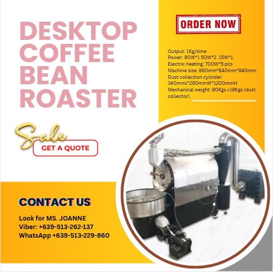Model: GL-CR1 Desktop Coffee Bean Roaster (Category: Coffee Machines & Makers) located in Malabon City. Submitted by moannataga43633 (Listing ID 1374150803, Image 1). Description: 𝗡𝗢𝗧𝗘: Price may change without prior notice. 🎯 Pick up, Deliver or Shipping courier you prefer. 🚛THRU: LBC, AP CARGO Etc. Mode of Payment: 📌 💵 Cash 📌 🏦 Bank Transfer .