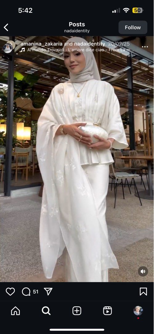 Nada identity - DHIA. Off white (Category: Baju Kurung & sets) located in Subang Jaya. Submitted by 2ndchances_ (Listing ID 1374235321, Image 3). Description: New! Wrong sizing for me. .