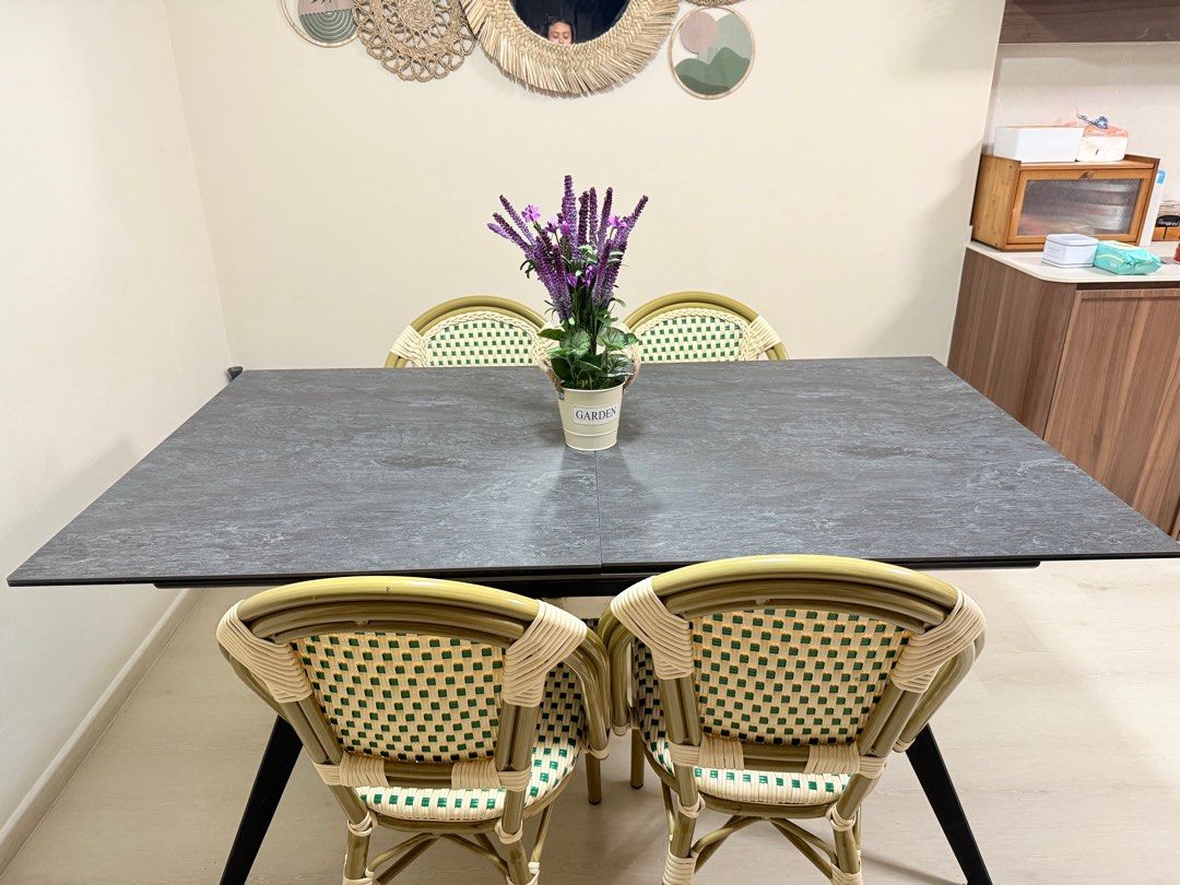 Solid Stone Anti Scratch Extendable Table (Category: Tables & Sets) located in Singapore. Submitted by notyourtype (Listing ID 1374164094, Image 3). Description: Used for 6 years, table is like new. Anti Scratch, table can be extend up to 1.8m Reason for selling change in home theme, bought it for $1700.