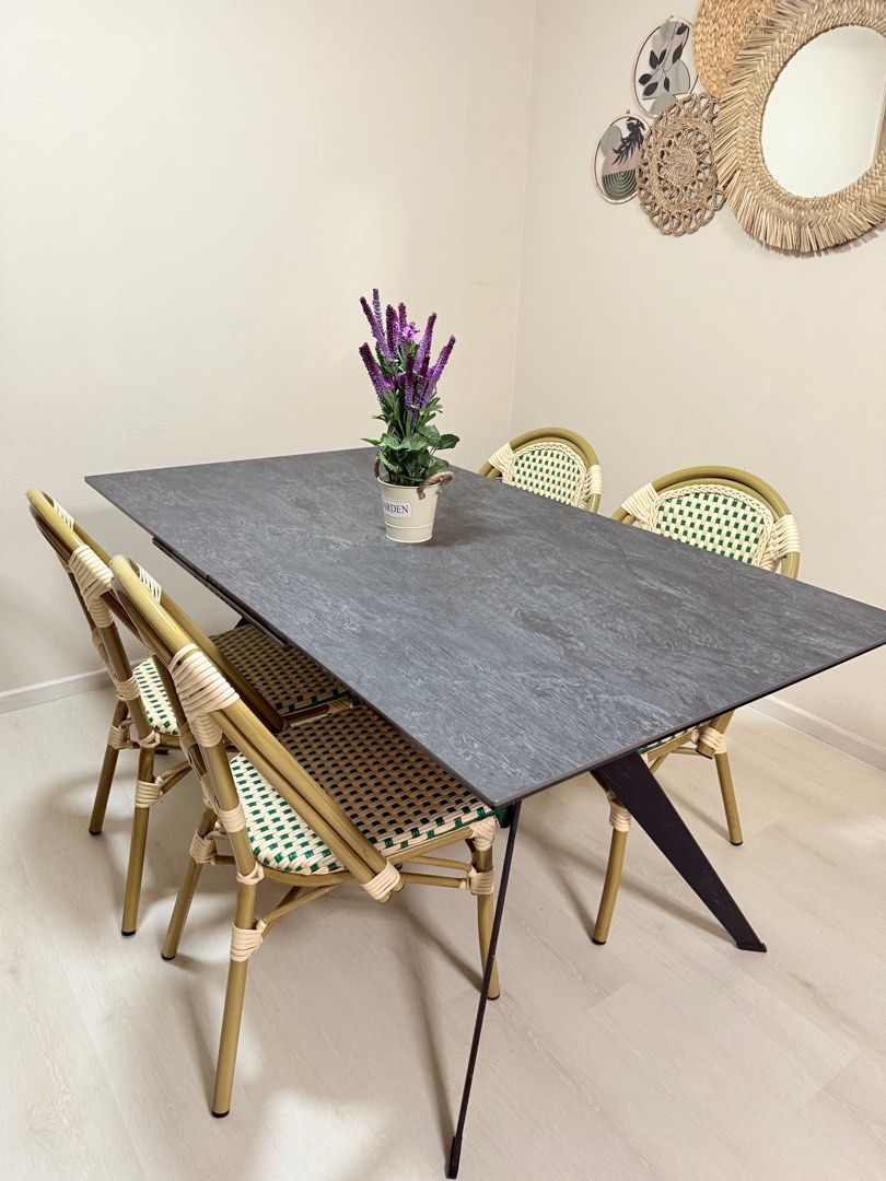 Solid Stone Anti Scratch Extendable Table (Category: Tables & Sets) located in Singapore. Submitted by notyourtype (Listing ID 1374164094, Image 2). Description: Used for 6 years, table is like new. Anti Scratch, table can be extend up to 1.8m Reason for selling change in home theme, bought it for $1700.